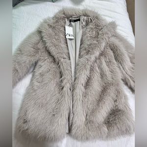 Zara Faux Fur Long Coat